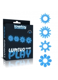 Набор из 4 голубых, светящихся в темноте эрекционных колец Lumino Play - Lovetoy - в Томске купить с доставкой