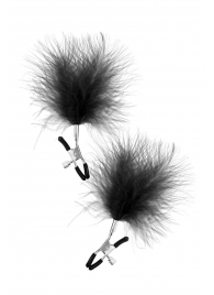 Зажимы на соски с черными пуховыми кисточками Sweet Caress Feather Nipple Clumps - Sweet Caress - купить с доставкой в Томске
