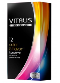 Цветные ароматизированные презервативы VITALIS PREMIUM color   flavor - 12 шт. - Vitalis - купить с доставкой в Томске