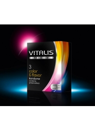 Цветные ароматизированные презервативы VITALIS PREMIUM color   flavor - 3 шт. - Vitalis - купить с доставкой в Томске