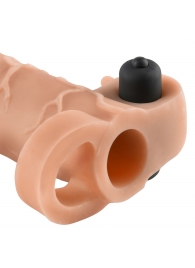 Телесная вибронасадка с кольцом Vibrating Real Feel 2 Extension - 16 см. - Pipedream - в Томске купить с доставкой