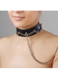 Чёрный ошейник из натуральной кожи - Sitabella - купить с доставкой в Томске