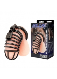 Черная металлическая клетка с замком Deluxe Chastity Cage - BlueLine - купить с доставкой в Томске