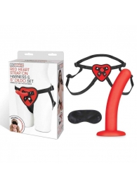 Красный поясной фаллоимитатор Red Heart Strap on Harness   5in Dildo Set - 12,25 см. - Lux Fetish - купить с доставкой в Томске