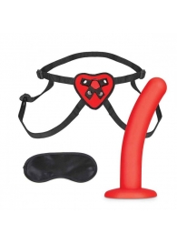 Красный поясной фаллоимитатор Red Heart Strap on Harness   5in Dildo Set - 12,25 см. - Lux Fetish - купить с доставкой в Томске