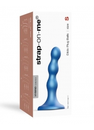 Голубая насадка Strap-On-Me Dildo Plug Balls size S - Strap-on-me - купить с доставкой в Томске