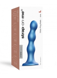 Голубая насадка Strap-On-Me Dildo Plug Balls size L - Strap-on-me - купить с доставкой в Томске