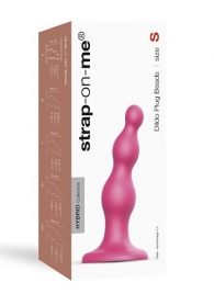 Розовая насадка Strap-On-Me Dildo Plug Beads size S - Strap-on-me - купить с доставкой в Томске