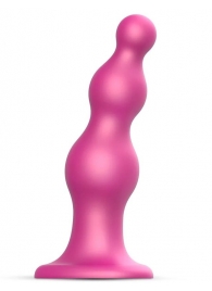 Розовая насадка Strap-On-Me Dildo Plug Beads size S - Strap-on-me - купить с доставкой в Томске