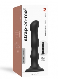 Черная насадка Strap-On-Me Dildo Geisha Balls size M - Strap-on-me - купить с доставкой в Томске