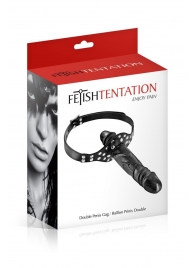 Черный кляп-фаллоимитатор Double Penis Gag - Fetish Tentation - купить с доставкой в Томске