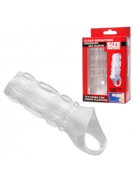 Насадка на пенис с кольцом для мошонки Clear Sensations Enhancer Sex Sleeve - 11,5 см. - XR Brands - в Томске купить с доставкой