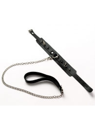 Черный ошейник с шипами и поводком - Crazy Handmade - купить с доставкой в Томске