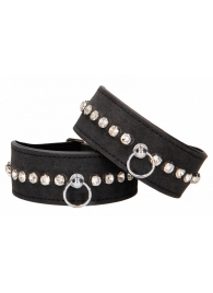 Черные наручники Diamond Studded Wrist Cuffs - Shots Media BV - купить с доставкой в Томске