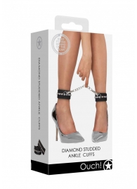 Черные поножи Diamond Studded Ankle Cuffs - Shots Media BV - купить с доставкой в Томске