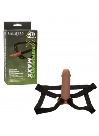 Коричневый фаллопротез Life-Like Extension with Harness - 17,75 см. - California Exotic Novelties - купить с доставкой в Томске