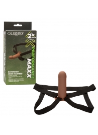 Коричневый фаллопротез из силикона Extension with Harness - 15,75 см. - California Exotic Novelties - купить с доставкой в Томске