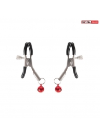 Серебристые зажимы на соски с шариками - Notabu - купить с доставкой в Томске