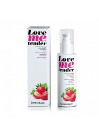 Съедобное согревающее массажное масло Love Me Tender Strawberry с ароматом клубники - 100 мл. - Love to Love - купить с доставкой в Томске