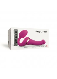 Ярко-розовый безремневой страпон Multi Orgasm Size S с клиторальной стимуляцией - Strap-on-me - купить с доставкой в Томске