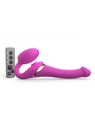 Ярко-розовый безремневой страпон Multi Orgasm Size S с клиторальной стимуляцией - Strap-on-me - купить с доставкой в Томске