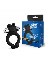 Черное силиконовое эрекционное виброкольцо Sex Expert - Sex Expert - в Томске купить с доставкой