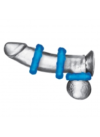 Комплект из трех голубых эрекционных колец 3-Pack Ribbed Rider Cock Ring Set - BlueLine - в Томске купить с доставкой