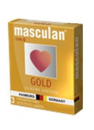 Презервативы Masculan Ultra Gold с золотым напылением и ароматом ванили - 3 шт. - Masculan - купить с доставкой в Томске