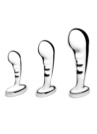 Набор из 3 стальных стимуляторов простаты Stainless Steel P-spot Training Set - b-Vibe - в Томске купить с доставкой