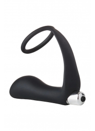 Черное эрекционное кольцо с вибропробкой Vibrating Anal Plug With Cockring - Dream Toys - в Томске купить с доставкой