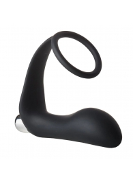 Черное эрекционное кольцо с вибропробкой Vibrating Anal Plug With Cockring - Dream Toys - в Томске купить с доставкой