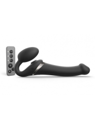 Черный безремневой страпон Multi Orgasm Size M с клиторальной стимуляцией - Strap-on-me - купить с доставкой в Томске