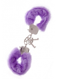 Фиолетовые меховые наручники METAL HANDCUFF WITH PLUSH LAVENDER - Dream Toys - купить с доставкой в Томске