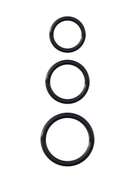Набор из трех черных эрекционных колец Silicone 3-Ring Stamina Set - Pipedream - в Томске купить с доставкой