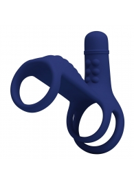 Синяя вибронасадка на пенис Vibrating Penis Sling - Baile - в Томске купить с доставкой