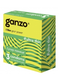 Ультратонкие презервативы Ganzo Ultra thin - 3 шт. - Ganzo - купить с доставкой в Томске