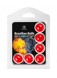 Набор из 6 шариков с массажным маслом Brazilian Balls с охлаждающим и разогревающим эффектом - Secret Play - купить с доставкой в Томске