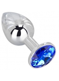 Анальное украшение BUTT PLUG  Small с синим кристаллом - 7 см. - Anal Jewelry Plug - купить с доставкой в Томске Анальное украшение BUTT PLUG  Small с синим кристаллом - 7 см. - Anal Jewelry Plug - купить с доставкой в Томске