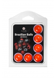 Набор из 6 шариков с массажным маслом Brazilian Balls с ароматом ягод - Secret Play - купить с доставкой в Томске