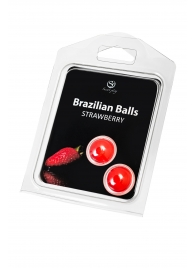 Набор из 2 шариков с массажным маслом Brazilian Balls с ароматом клубники - Secret Play - купить с доставкой в Томске