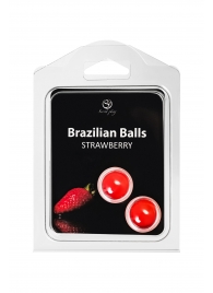 Набор из 2 шариков с массажным маслом Brazilian Balls с ароматом клубники - Secret Play - купить с доставкой в Томске