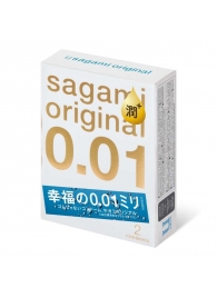 Увлажнённые презервативы Sagami Original 0.01 Extra Lub - 2 шт. - Sagami - купить с доставкой в Томске