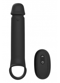 Черная насадка-удлинитель с вибрацией Vibrating Extender With Remote - Dream Toys - в Томске купить с доставкой