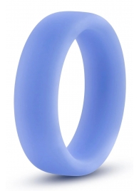 Голубое люминесцентное кольцо Silicone Glo Cock Ring - Blush Novelties - в Томске купить с доставкой