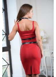 Черно-серебристая портупея-юбка plus size с цепочками - БДСМ Арсенал - купить с доставкой в Томске