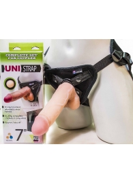 Страпон-унисекс с двумя насадками UNI strap 7  Harness - 19 и 16 см. - LOVETOY (А-Полимер) - купить с доставкой в Томске