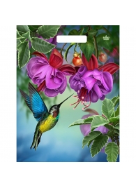 Пакет с принтом в виде колибри в цветах с вырубной ручкой (31х40 см) - Сима-Ленд - купить с доставкой в Томске