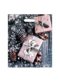 Новогодний пакет с принтом в виде подарков и вырубной ручкой (45х38 см) - Сима-Ленд - купить с доставкой в Томске