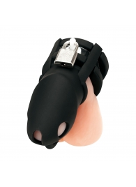 Черная клетка для пениса Silicone Small 2 in Cock Cage With Ball Divider - BlueLine - купить с доставкой в Томске