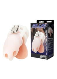 Белая клетка для пениса Silicone Small 2 in Cock Cage With Ball Divider - BlueLine - купить с доставкой в Томске